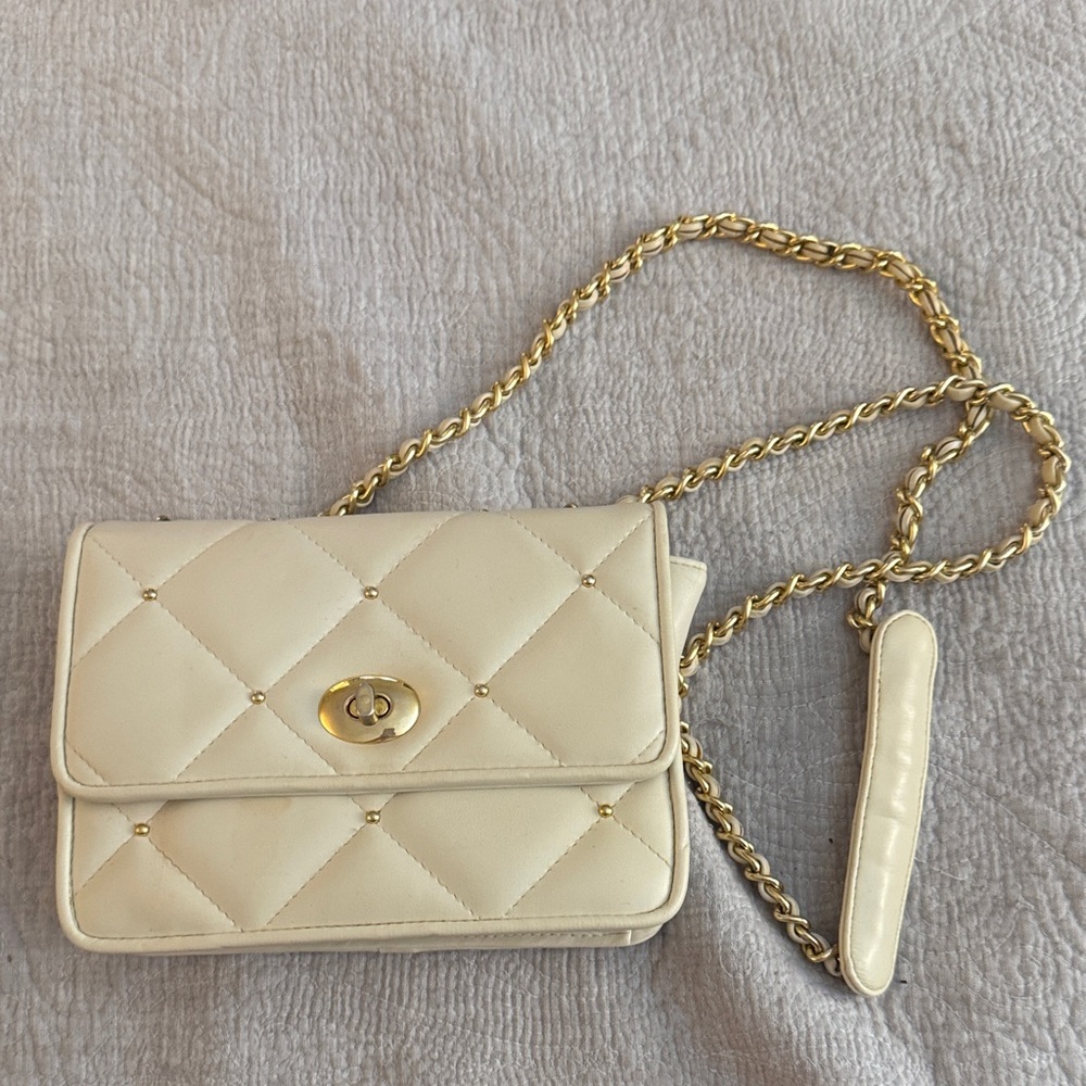 Jennifer Moore Cream Quilted Crossbody Bag